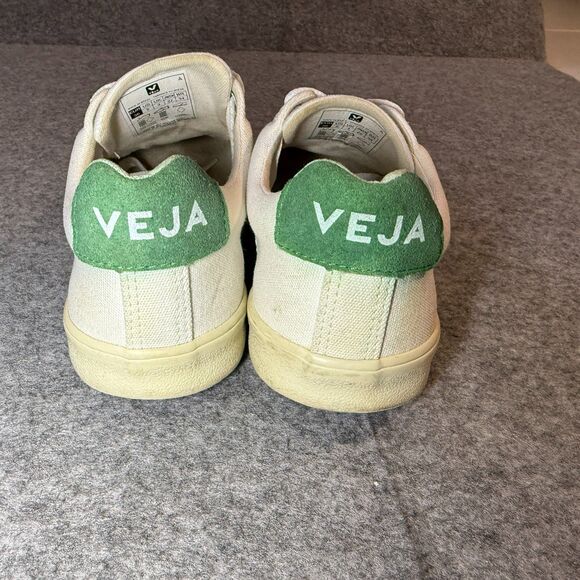 Veja Esplar Sneakers Womens 5 Canvas White Green Low Top Lace Up Shoes - Picture 3 of 7